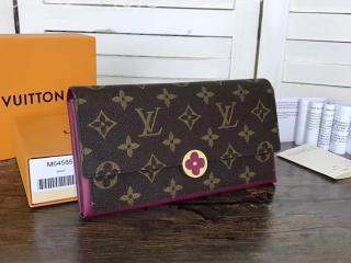 M64585 ルイヴィトン モノグラム 財布 スーパーコピー 「LOUIS VUITTON」 ポルトフォイユ・フロール ヴィトン レディース 長財布 2色可選択 フューシャ