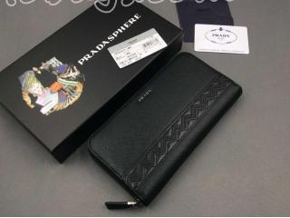 PRADA Saffiano leather ジップアラウンド ウォレット 2ML317ZNA