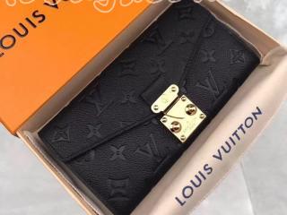 M62458 ルイヴィトン モノグラム･アンプラント 財布 スーパーコピー 「LOUIS VUITTON」 ポルトフォイユ・メティス ヴィトン レディース 二つ折り長財布 3色可選択 ノワール