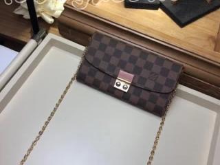 N61273 ルイヴィトン ダミエ・エベヌ 財布 スーパーコピー 「LOUIS VUITTON」 クロワゼット チェーンウォレット ヴィトン レディース 二つ折り長財布