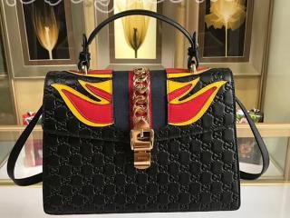 431665 CWCJG 8541 グッチ シルヴィ バッグ コピー GUCCI Sylvie ハンドバッグ レディース シグネチャーバッグ ブラック