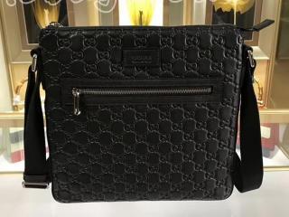 406408 CWCBN 1000 グッチ シグネチャー バッグ スーパーコピー GUCCI メッセンジャーバッグ メンズ ショルダーバッグ ブラック レザー