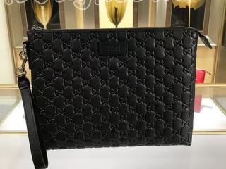 473881 DMT1N 1000 グッチ シグネチャー バッグ スーパーコピー GUCCI ソフトレザー メンズ  クラッチバッグ ブラック