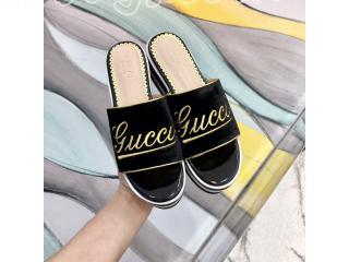 GUCCI スリッパ レディースシューズ 5cmヒール 綿布