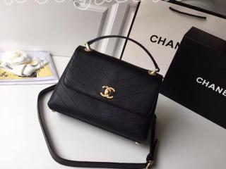 A57147 Y83380 94305　シャネル バッグ スーパーコピー CHANEL 2018年春夏 プレコレクション トップハンドル フラップ ハンドバッグ グレインド カーフスキン & エラフェ ハンドバッグ レディース ショルダーバ