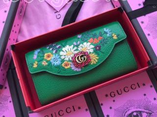 グッチ 長財布 スーパーコピー GUCCI 18新作 レディース 二つ折り財布 3色選択可 グリーン レザー 499313 CWGBT