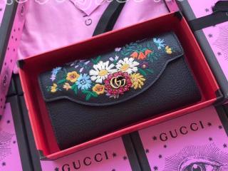 グッチ 長財布 コピー GUCCI 18新作 レディース 二つ折り財布 3色選択可 ブラック レザー 499313