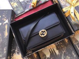 510314 CA00G 1000 グッチ チェーンウォレット バッグ コピー GUCCI  レディース ショルダーバッグ 4色選択可 ブラック レザー