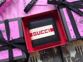 408827 CWGRN 1094 グッチ 財布 スーパーコピー GUCCI ストライプレザー ウォレット メンズ 二つ折り財布 2色選択可 ブラック