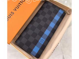 N60088 ルイヴィトン ダミエ・グラフィット 長財布 コピー 「LOUIS VUITTON」 ポルトフォイユ・ブラザ ヴィトン メンズ 二つ折り財布 ネオン