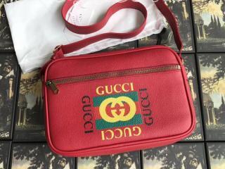 523589 0QSAT 6461 グッチ プリント バッグ スーパーコピー GUCCI ショルダーバッグ メンズ メッセンジャーバッグ 3色可選択 レッド レザー