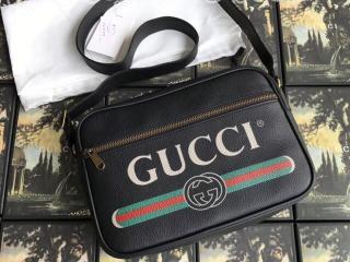 523589 0QRAT 8163 グッチ プリント バッグ コピー GUCCI ショルダーバッグ メンズ メッセンジャーバッグ 3色可選択 ブラック レザー