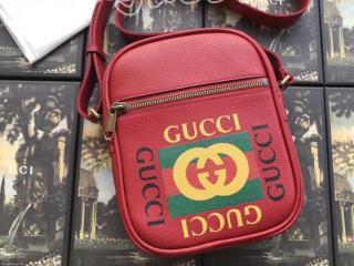 523591 0QSAT 6461 グッチ プリント バッグ コピー GUCCI メッセンジャーバッグ メンズ ショルダーバッグ 3色可選択 レッド レザー