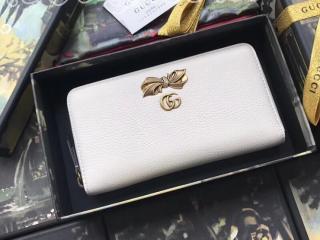 524291 CAOXT 9158 グッチ  財布 スーパーコピー GUCCI ボウ レザー ジップアラウンドウォレット レディース ラウンドファスナー財布 2色選択可 ホワイト