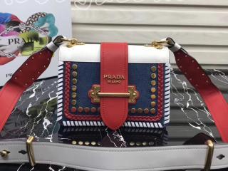 1BD045_2BBV_F0D9D_V_OBJ プラダ カイエ バッグ スーパーコピー PRADA Cahier レディース ショルダーバッグ ネイビー+レッド