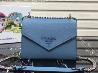 1BD127_2ERX_F0KVH_V_OOO プラダ モノクローム バッグ コピー PRADA Monochrome レディース チェーンショルダーバッグ 4色選択可 ライトブルー