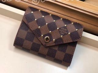 N61013 ルイヴィトン ダミエ･エベヌ 財布 スーパーコピー 「LOUIS VUITTON」 ポルトフォイユ・ヴィクトリーヌ ヴィトン レディース 三つ折り財布