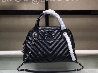 A57836 Y83587 94305 シャネル バッグ スーパーコピー CHANEL ボーリング バッグ レディース ショルダーバッグ エイジド カーフスキン ブラック