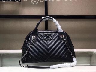 A57837 Y83587 94305 シャネル バッグ コピー CHANEL ボーリング バッグ レディース ショルダーバッグ エイジド カーフスキン ブラック