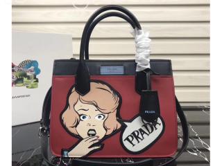 1BA178_2BYG_F0C9F_V_OE2 プラダ デュアル バッグ コピー PRADA Dual トートバッグ レディース ショルダーバッグ 2色選択可 レッド+ブラック