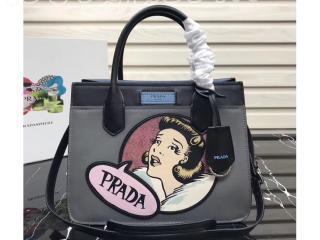 1BA178_2BYG_F0D3J_V_OE1 プラダ デュアル バッグ コピー PRADA Dual トートバッグ レディース ショルダーバッグ 2色選択可 ライトグレー＆ブラック