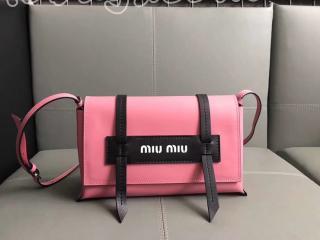 5BD075_2BYA_F014F_V_OOO ミュウミュウ バッグ スーパーコピー MIUMIU Grace Lux レザー レディース  ショルダーバッグ 2色選択可 ピンク+ブラック