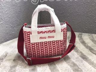 5BA077_2BU1_F0WO7_V_OOO ミュウミュウ バッグ コピー MIUMIU エコレザー ハンドバッグ レディース ショルダーバッグ 3色選択可 オフホワイト+ピンク+レッド