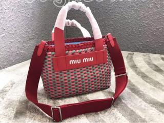 5BA077_2BU1_F0WPB_V_OOO ミュウミュウ バッグ コピー MIUMIU エコレザー ハンドバッグ レディース ショルダーバッグ 3色選択可 レッド+ピンク+ブルーグリーン