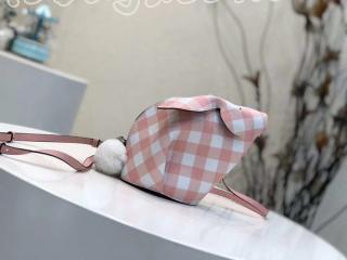 121.04.T35 ロエベ バニー ギンガム バッグ スーパーコピー LOEWE Bunny Gingham ミニ バッグ レディース ショルダーバッグ Salmon 0010153278