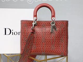 M0584VLAD_M47R ディオール バッグ スーパーコピー スタッズカーフレザー DIOR LADY DIOR ラージバッグ ハンドバッグ レディース ショルダーバッグ 2色選択可 レッド