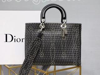 M0584VLAD_M900 ディオール バッグ コピー スタッズカーフレザー DIOR LADY DIOR ラージバッグ ハンドバッグ レディース ショルダーバッグ 2色選択可 ブラック