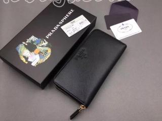 1ML506_2EBW_F0002 プラダ 長財布 スーパーコピー PRADA 「サフィアーノ」レザー レディース ラウンドファスナー財布 5色選択可 ブラック