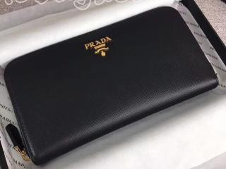 1ML506_QWA_F0002 プラダ 長財布 コピー PRADA 「サフィアーノ」レザー レディース ラウンドファスナー財布 4色選択可 ブラック