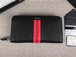 2ML317_2EB3_F0K3P プラダ 長財布 コピー PRADA 「サフィアーノ」 レザー ドキュメントホルダー メンズ ラウンドファスナー財布 5色選択可 ブラック