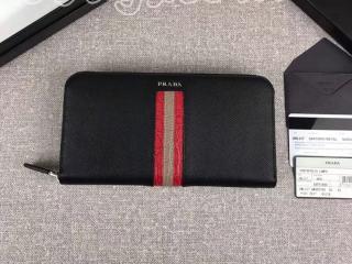 2ML317_2EB3_F034C プラダ 長財布 コピー PRADA 「サフィアーノ」 レザー ドキュメントホルダー メンズ ラウンドファスナー財布 5色選択可 ブラック