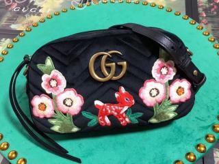 447632 9QIHT 1093 グッチ GGマーモント バッグ コピー GUCCI GG Marmont ベルベット スモール レディース ショルダーバッグ ブラック ベルベット