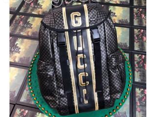 536413 0WDDX 8486 グッチ バッグ スーパーコピー GUCCI Dionysus  ダッパー・ダン メンズ バックパック ゴールド GGパターン入り ブラック レザー