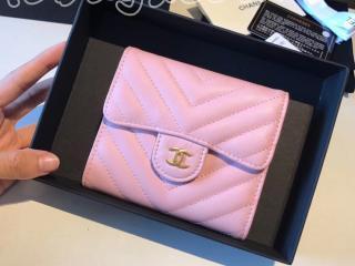 A82288 11262 シャネル 財布 コピー CHANEL スモールウォレット Vステッチ レディース 三つ折り財布 ゴールド金具 7色可選択 ピンク