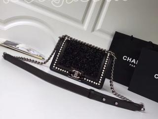 A67085 Y83836 C7127 ボーイ シャネル バッグ コピー BOY CHANEL スモール ハンドバッグ ツイード、カーフスキン & コスチューム パール レディース チェーンショルダーバッグ ブラック