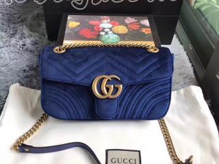 443497 K4D2T 4511 グッチ GGマーモント バッグ スーパーコピー GUCCI GG Marmont ベルベット ミニバック レディース チェーンショルダーバッグ 5色可選択 コバルトブルー