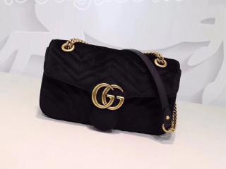 443497 K4D2T 1000 グッチ GGマーモント バッグ コピー GUCCI GG Marmont ベルベット ミニバック レディース チェーンショルダーバッグ 5色可選択 ブラック