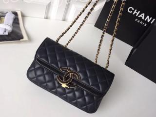 A57275 Y83664 C0215 シャネル バッグ スーパーコピー CHANEL フラップ バッグ ラムスキン レディース ショルダーバッグ 4色可選択 ネイビーブルー&ブラック