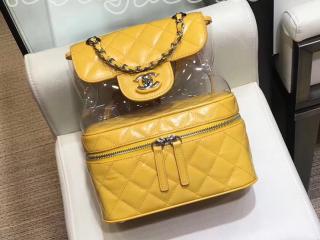 A57826 Y83551 4B889 シャネル バッグ コピー CHANEL クランプル カーフスキン、PVC & レジン レディース バックパック 3色可選択 イエロー