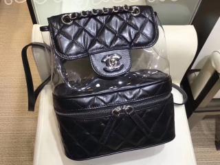 A57826 Y83551 94305 シャネル バッグ スーパーコピー CHANEL クランプル カーフスキン、PVC & レジン レディース バックパック 3色可選択 ブラック