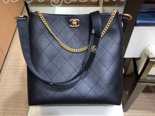 A57576 Y83828 94305 シャネル バッグ スーパーコピー CHANEL ホーボー バッグ カーフスキン ＆ グログラン レディース ショルダーバッグ ブラック