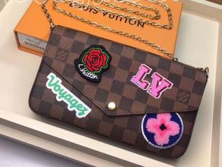 N60129 ルイヴィトン ダミエ･エベヌ 長財布 コピー 「LOUIS VUITTON」 ポシェット･フェリーチェ GM レディース チェーン二つ折り財布