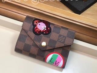 N60149 ルイヴィトン ダミエ･エベヌ 財布 スーパーコピー 「LOUIS VUITTON」 ポルトフォイユ･ヴィクトリーヌ レディース 三つ折り財布