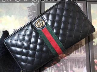 536450 0YKBT 1060 グッチ 財布 コピー GUCCI ダブルG レザー ジップアラウンドウォレット レディース ラウンドファスナー財布 ブラック キルティングレザー