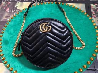 550154 0OLET 1000 グッチ GGマーモント バッグ スーパーコピー GUCCI GG Marmont ラウンド レディース ミニ ショルダーバッグ 3色可選択 ブラック