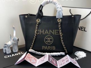 A57069 Y84046 94305 シャネル バッグ スーパーコピー CHANEL 18/19年秋冬 グレインド カーフスキン ショッピング バッグ レディース ショルダーバッグ ブラック